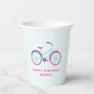 Bicycle Party Red Blue Personalized Party Paper Cups