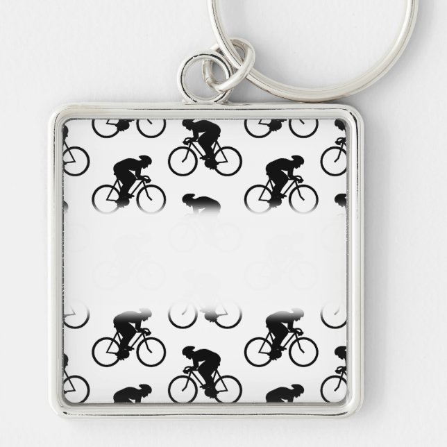 Bicycle Pattern in Black and White. Keychain (Front)