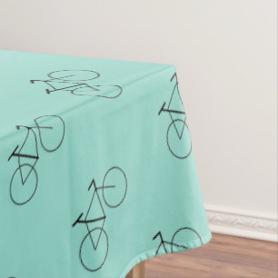 Bicycle Pattern in Robin Egg Blue Elegant Tablecloth