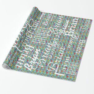 bicycle / pattern of names personalized wrapping paper
