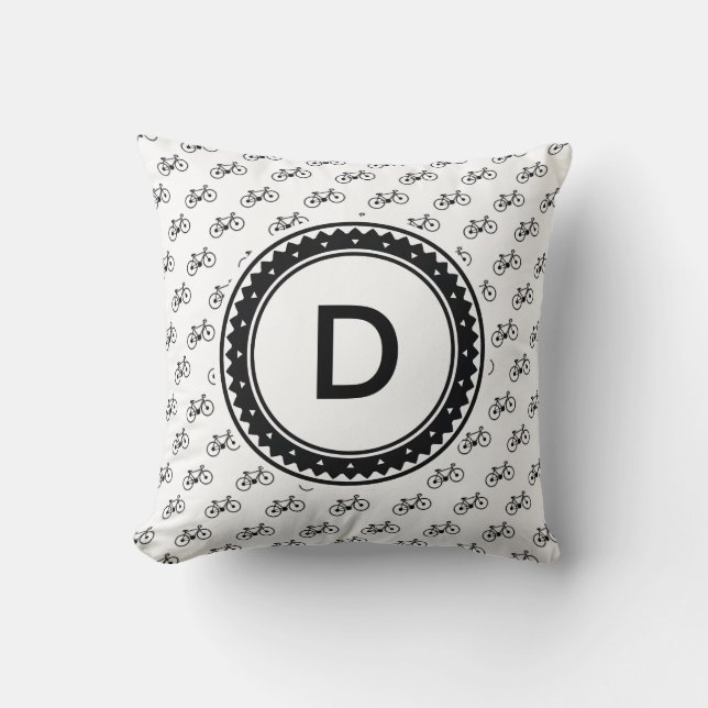 Bicycle Pattern Throw Pillow (Front)