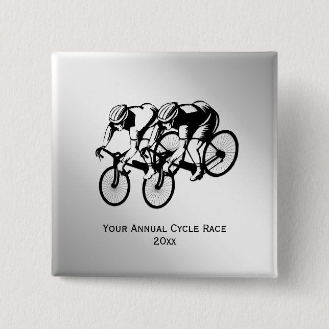Bicycle Race Custom Text 2 Inch Square Button (Front)
