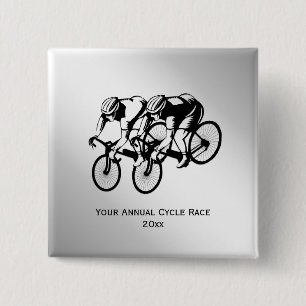 Bicycle Race Custom Text 2 Inch Square Button