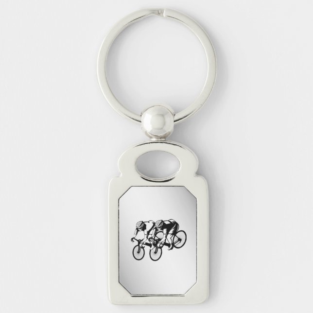 Bicycle Race Silver Keychain (Front)