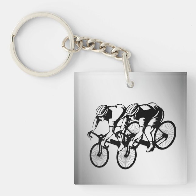 Bicycle Race Silver Keychain (Front)