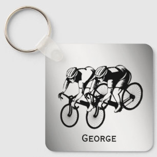 Bicycle Race Silver Personal Keychain