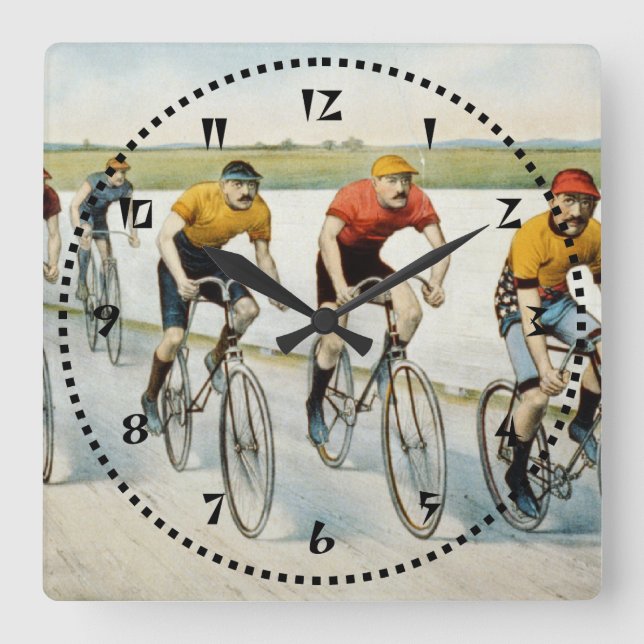 Bicycle Race Square Wall Clock (Front)