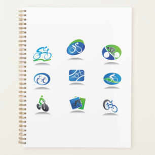 Bicycle Racing Icons Blue and Green Sport Planner