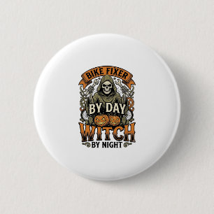 Bicycle Repair Witch Vintage Halloween Bike Mechan 2 Inch Round Button