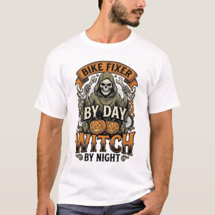 Bicycle Repair Witch Vintage Halloween Bike Mechan T-Shirt