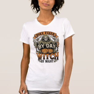 Bicycle Repair Witch Vintage Halloween Bike Mechan T-Shirt