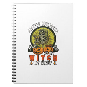 Bicycle Repairers Witch Skull Wrench Pumpkins Hall Notebook