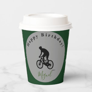 Bicycle Rider Happy Birthday Paper  Cups HAMbyWG