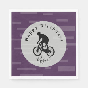 Bicycle Rider Happy Birthday Paper Napkins