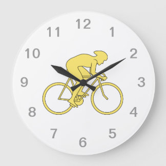 Bicycle Rider in Yellow. Large Clock