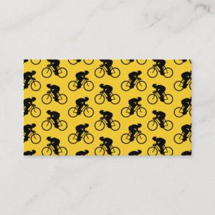 Bicycle Rider Pattern. Yellow and Black. Business Card