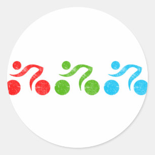 Bicycle riders in action classic round sticker