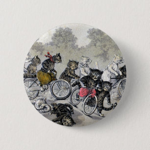 Bicycle Riding Cats 2 Inch Round Button