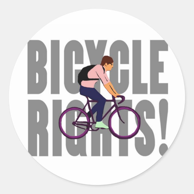 Bicycle Rights in Grey Classic Round Sticker (Front)
