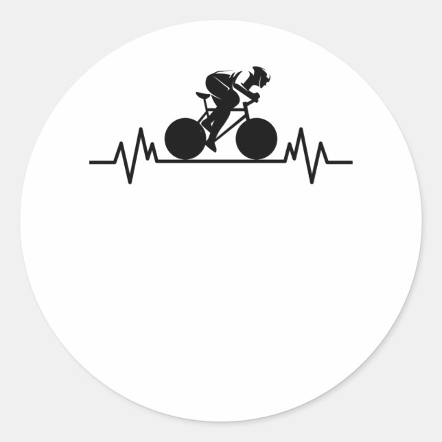 Bicycle Road Bike Heartbeat Design Bicycle Gift Classic Round Sticker (Front)
