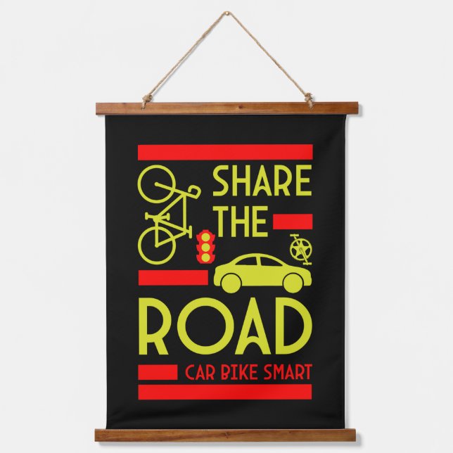 Bicycle Road Safety Hanging Tapestry (Front)