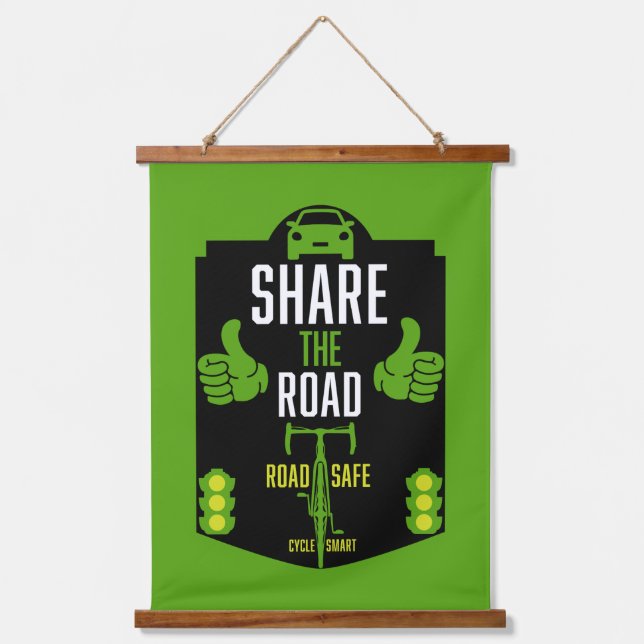 Bicycle Road Safety Hanging Tapestry (Front)