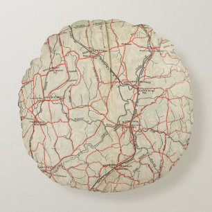 Bicycle Roads in New York and Conneticut 4 Round Pillow
