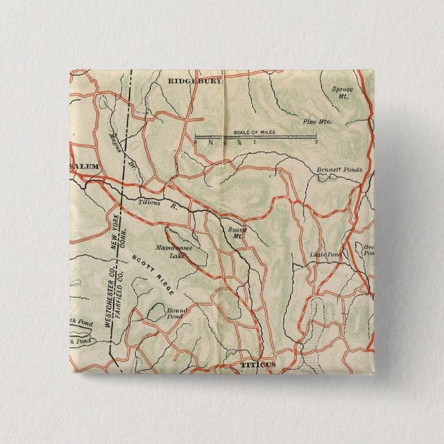 Bicycle Roads in New York and Conneticut 7 2 Inch Square Button (Front)