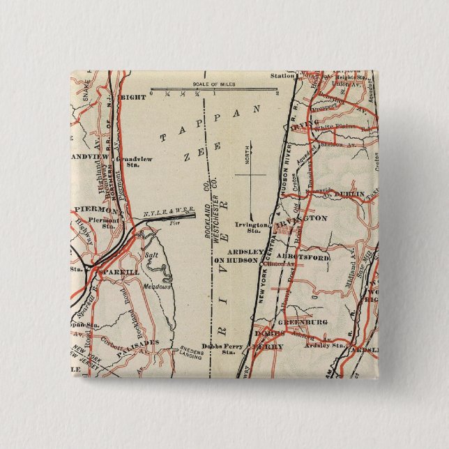 Bicycle Roads in New York and Conneticut 7 2 Inch Square Button (Front)