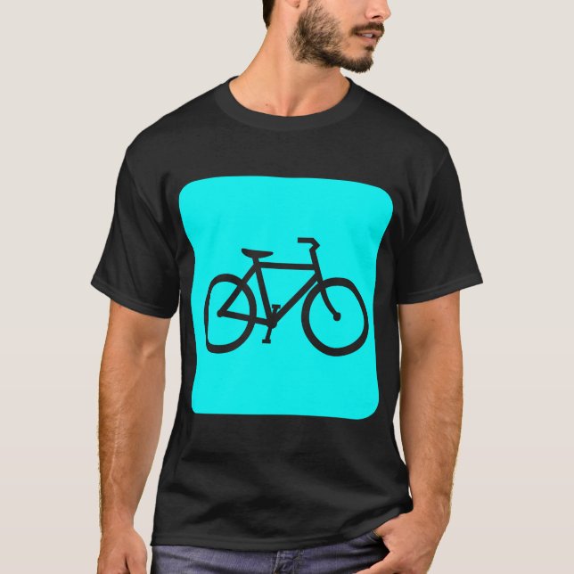 Bicycle Sign - Cyan T-Shirt (Front)