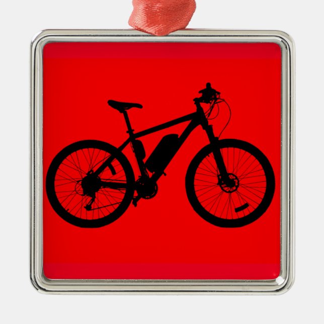 Bicycle Silhouette Metal Ornament (Front)