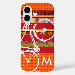Bicycle, stripes and custom initial iPhone 16 case