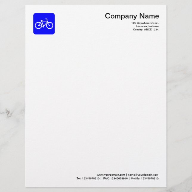 Bicycle Symbol - Blue Letterhead (Front)