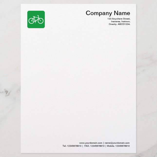 Bicycle Symbol - Grass Green Letterhead (Front)