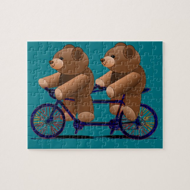 Bicycle Tandem Teddy Bear Print Jigsaw Puzzle (Horizontal)