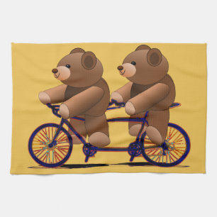 Bicycle Tandem, Teddy Bear Print Kitchen Towel