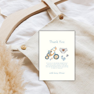 Bicycle Teddy Bear Toys Nursery Baby Shower Thank You Card