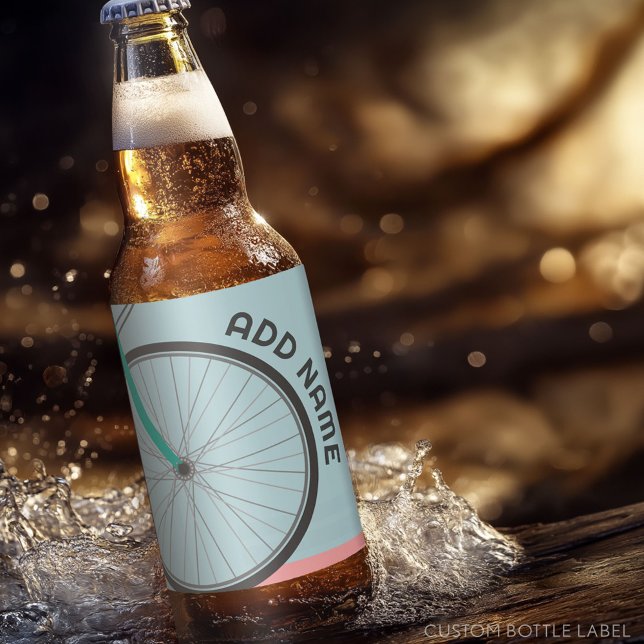 Bicycle Theme Party with Custom Text Beer Bottle Label (Custom Party Beer Label)