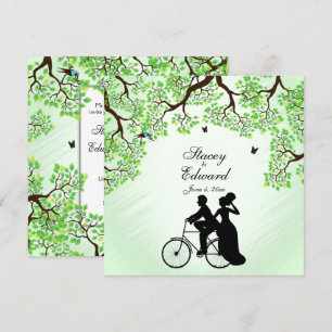 Bicycle Theme Wedding Invitation Mint