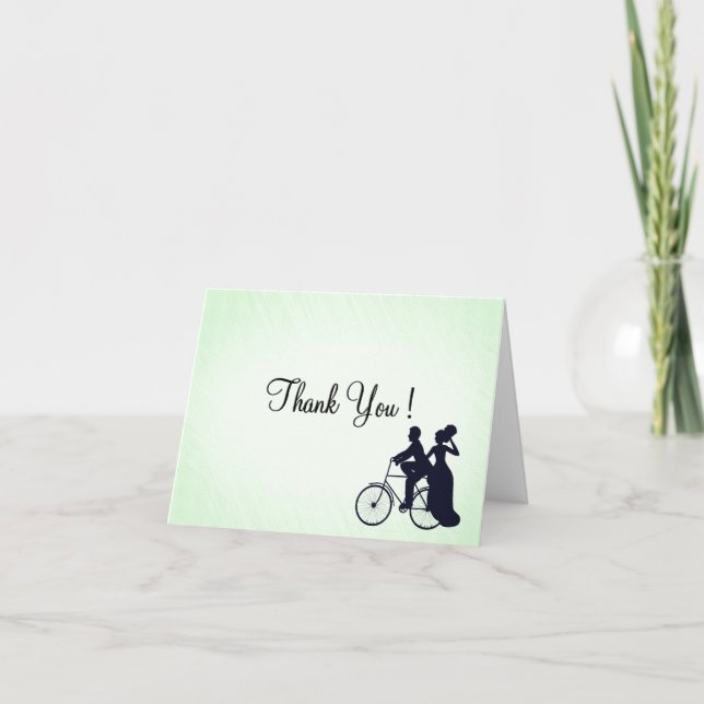 Bicycle Theme Wedding Invitation Mint (Front)