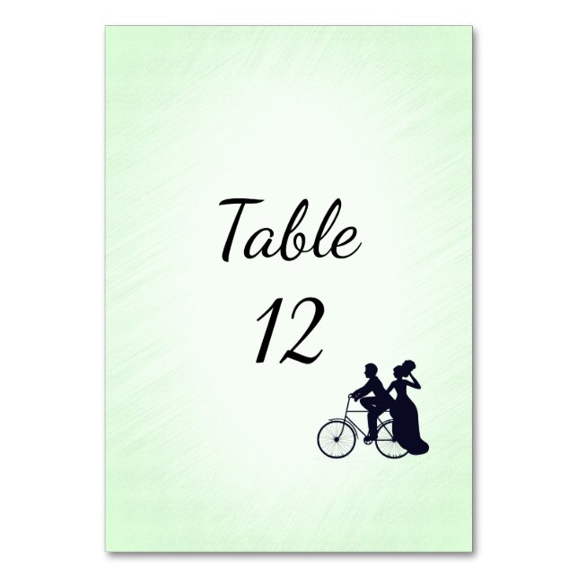 Bicycle Theme Wedding Invitation Mint Table Number (Front)