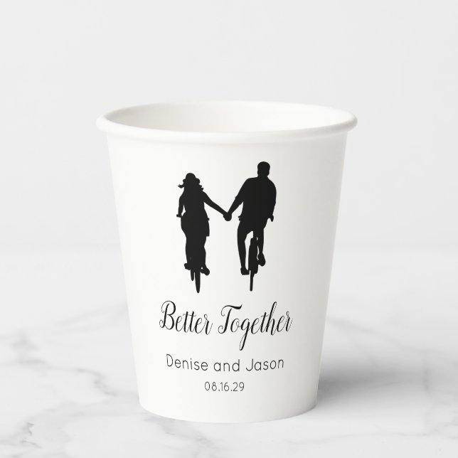 Bicycle Themed Better Together Wedding Paper Cups (Front)