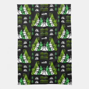 Bicycle-Themed Present Print Kitchen Towel