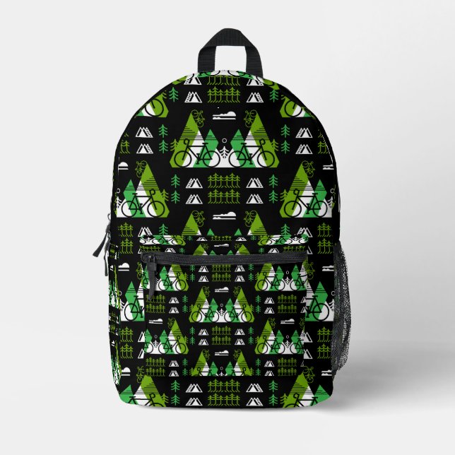 Bicycle-Themed Present Print Printed Backpack (Front)