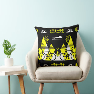 Bicycle-Themed Present Print Throw Pillow
