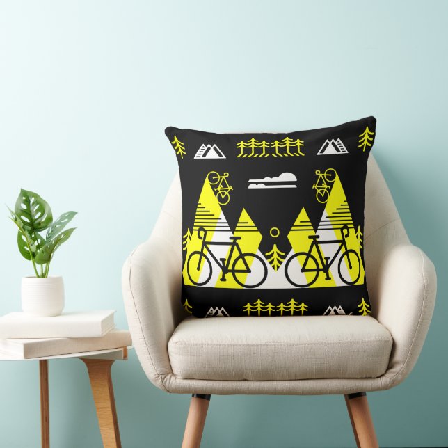 Bicycle-Themed Present Print Throw Pillow (Chair)