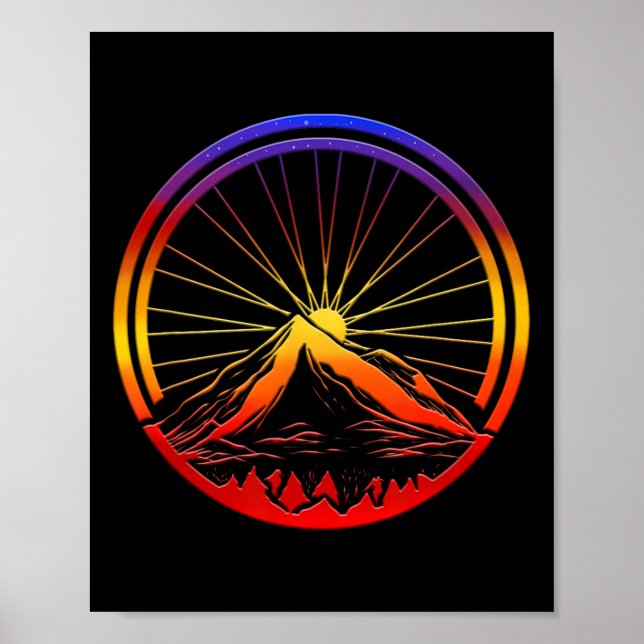 Bicycle Tour, Cycling Gift For Cyclists, Sunset  Poster (Front)