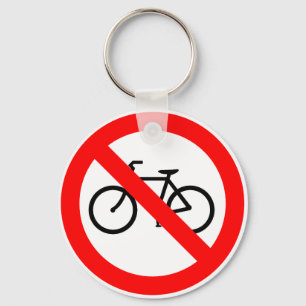 Bicycle Traffic Prohibited Highway Sign Keychain