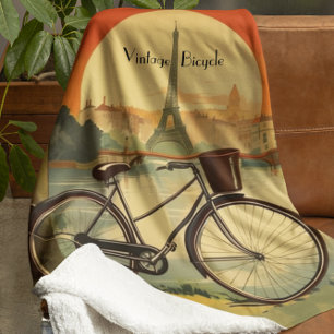 Bicycle Travel Poster, Paris customizable Sherpa Blanket