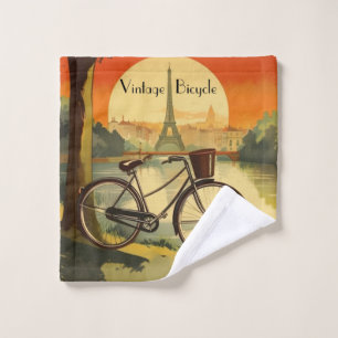 Bicycle Travel Poster, Paris customizable Wash Cloth